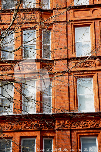 Image of in europe london old red brick wall and      historical window