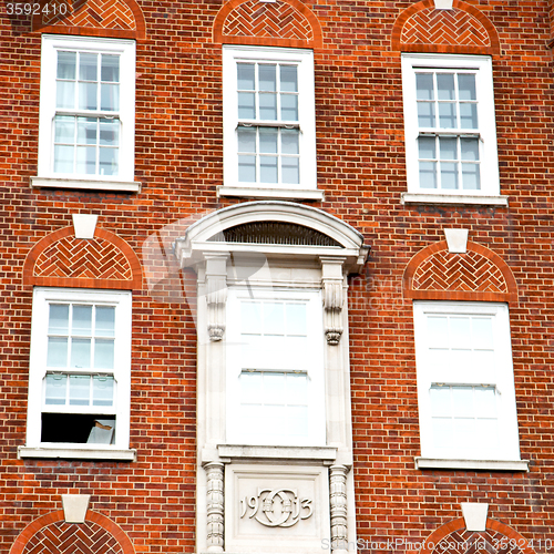 Image of in europe london old red brick wall and      historical window