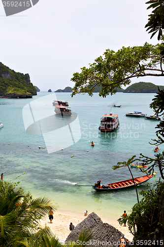 Image of  boat coastline of a    tree  south china sea thailand kho 