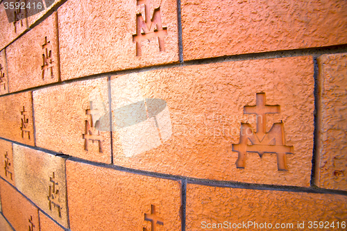 Image of milan   old church concrete wall  brick   the    abstract  backg