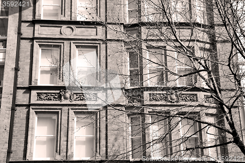 Image of window in europe london old red brick wall and      historical 