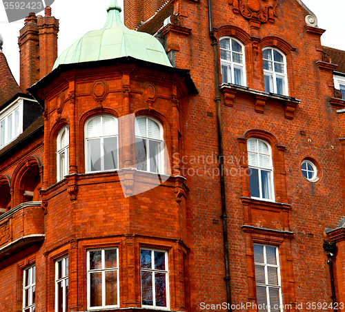 Image of window in europe london old red brick wall and      historical 