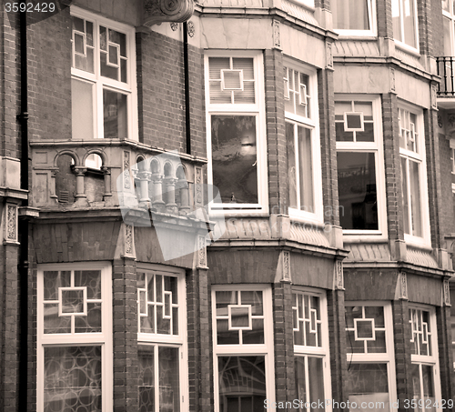 Image of in europe london old red brick wall and      historical window