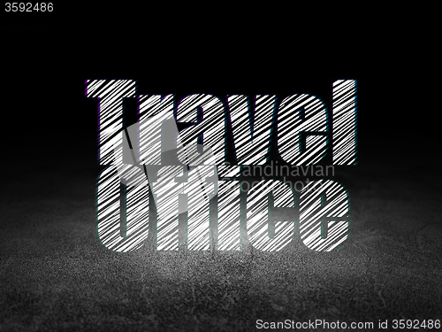 Image of Travel concept: Travel Office in grunge dark room