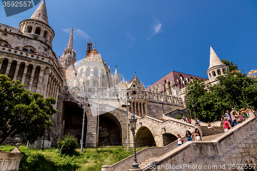 Image of Eurtopa, Hungary, Budapest, Fishermen\'s Bastion. One of the land