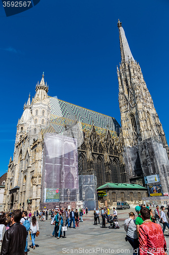 Image of Beautiful view of St. Stephen\'s Cathedral at evening, Vienna, Au