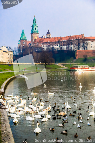 Image of Wawel Castle and Wistula . Krakow Poland.