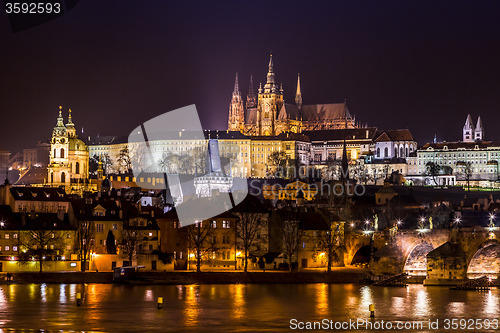 Image of Prague gothic Castle with Charles Bridge