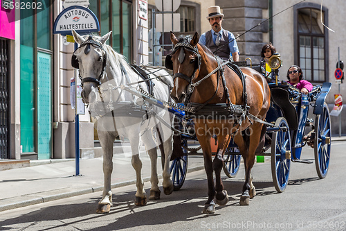 Image of Horse-drawn Carriage in Vienna at the famous Stephansdom Cathedr