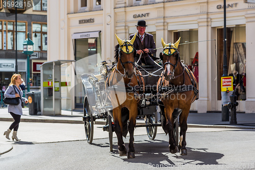 Image of Horse-drawn Carriage in Vienna at the famous Stephansdom Cathedr