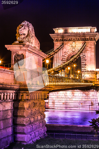 Image of City of Budapest in Hungary night urban scenery, street on the S