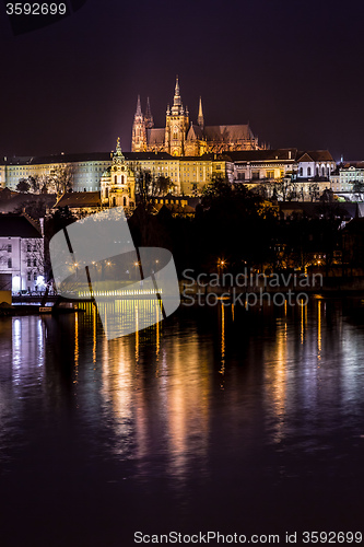 Image of Prague gothic Castle with Charles Bridge