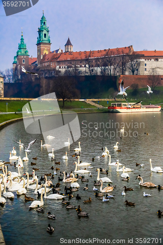 Image of Wawel Castle and Wistula . Krakow Poland.
