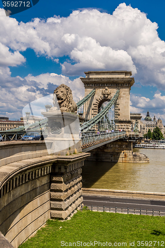 Image of The Szechenyi Chain Bridge is a beautiful, decorative suspension