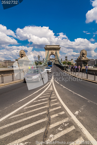 Image of The Szechenyi Chain Bridge is a beautiful, decorative suspension