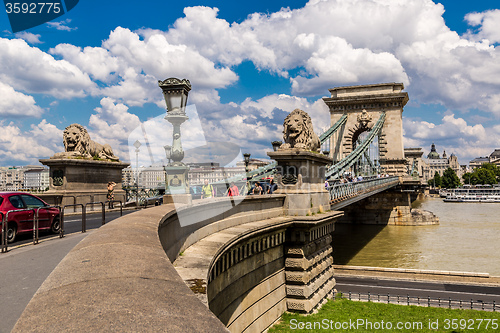 Image of The Szechenyi Chain Bridge is a beautiful, decorative suspension