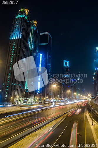 Image of Dubai Dowtown at ngiht, United Arab Emirates