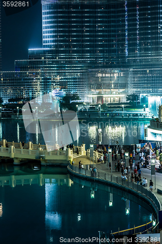 Image of View on Burj Khalifa, Dubai, UAE, at night