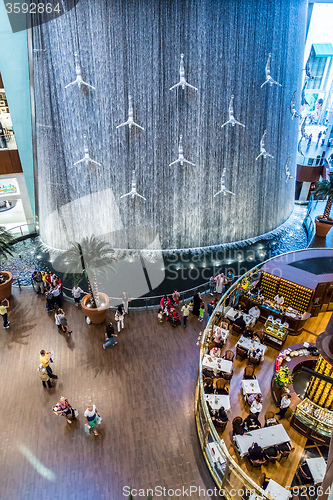 Image of Waterfall in Dubai Mall - world\'s largest shopping mall