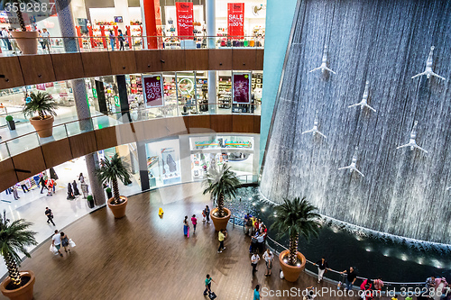 Image of Waterfall in Dubai Mall - world\'s largest shopping mall