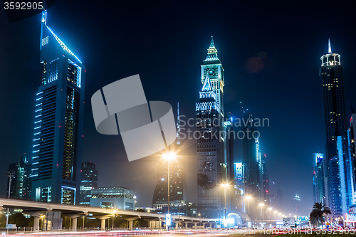 Image of Dubai Dowtown at ngiht, United Arab Emirates