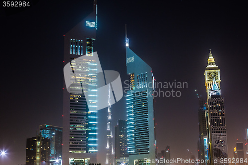 Image of Dubai Dowtown at ngiht, United Arab Emirates