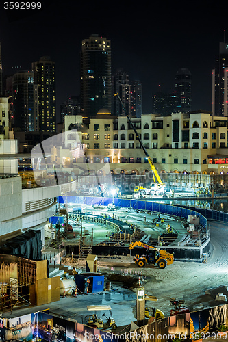 Image of View on Burj Khalifa, Dubai, UAE, at night