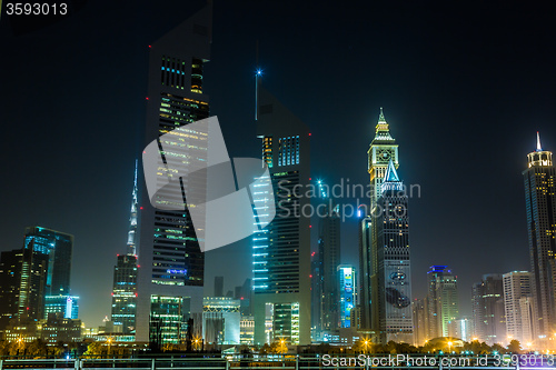 Image of Dubai Dowtown at ngiht, United Arab Emirates