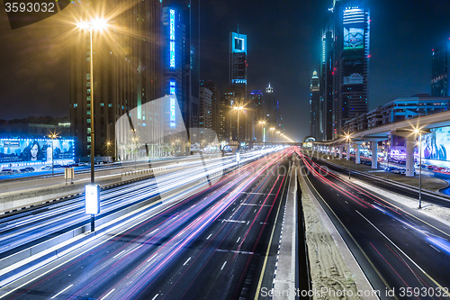 Image of Dubai Dowtown at ngiht, United Arab Emirates