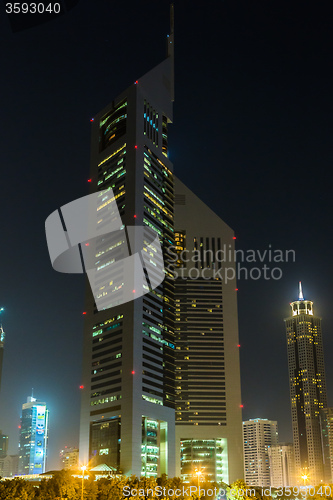 Image of Dubai Dowtown at ngiht, United Arab Emirates