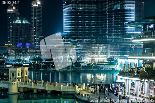 Image of View on Burj Khalifa, Dubai, UAE, at night