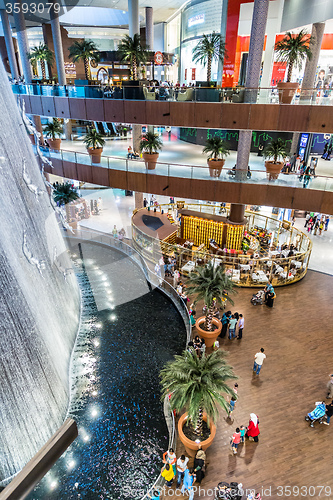 Image of Waterfall in Dubai Mall - world\'s largest shopping mall