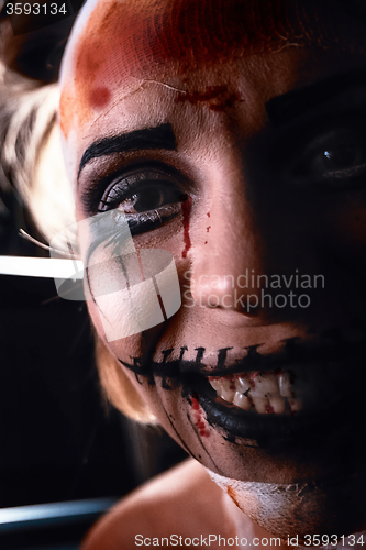 Image of Horrible girl with scary mouth and eyes