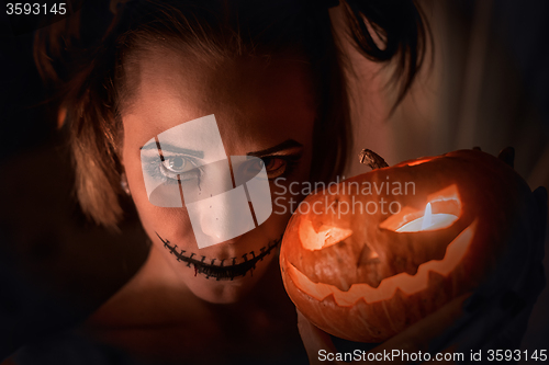 Image of Horrible girl with scary mouth and eyes