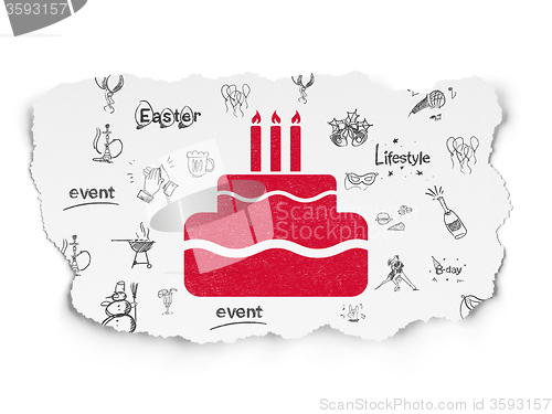 Image of Entertainment, concept: Cake on Torn Paper background