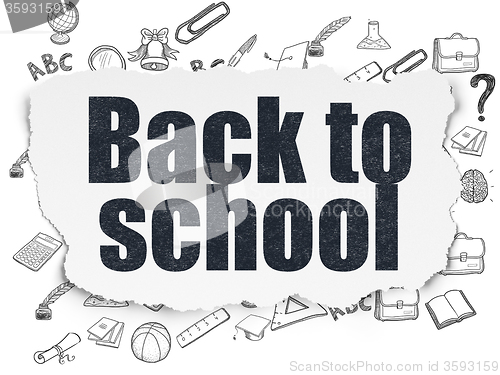 Image of Studying concept: Back to School on Torn Paper background