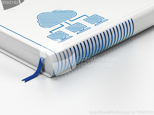 Image of Cloud networking concept: closed book, Cloud Network on white background