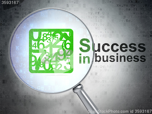 Image of Finance concept: Numbers and Success In business with optical glass