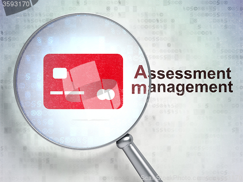 Image of Finance concept: Credit Card and Assessment Management with optical glass