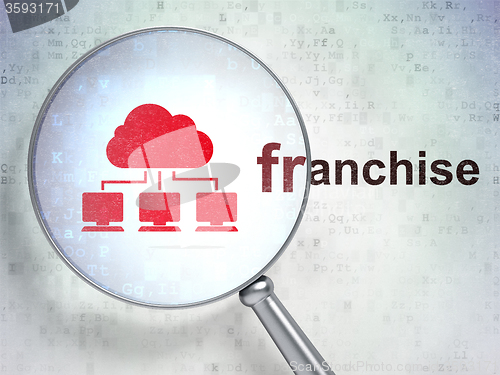 Image of Business concept: Cloud Network and Franchise with optical glass