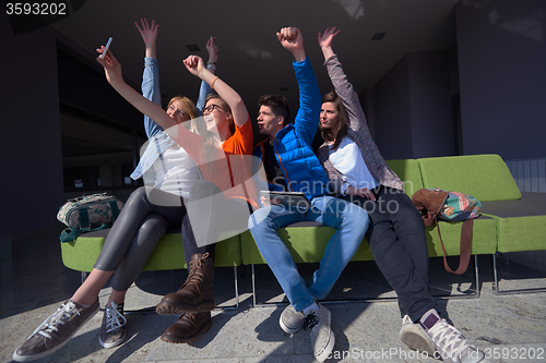 Image of students group taking selfie