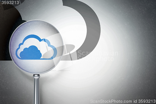 Image of Cloud networking concept:  Cloud with optical glass on digital background