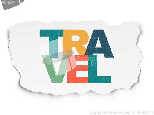 Image of Holiday concept: Travel on Torn Paper background