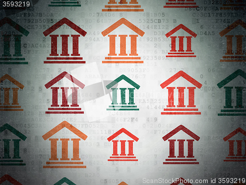 Image of Law concept: Courthouse icons on Digital Paper background
