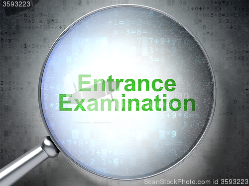 Image of Studying concept: Entrance Examination with optical glass