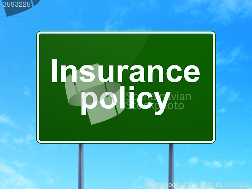 Image of Insurance concept: Insurance Policy on road sign background