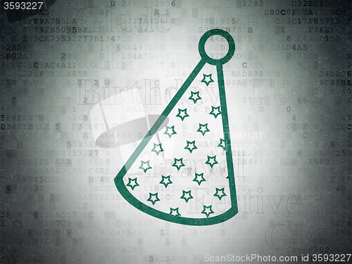 Image of Holiday concept: Party Hat on Digital Paper background