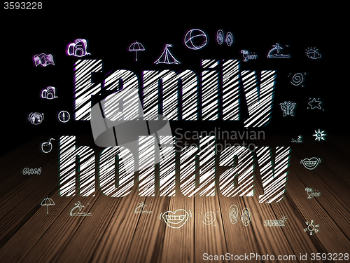 Image of Travel concept: Family Holiday in grunge dark room