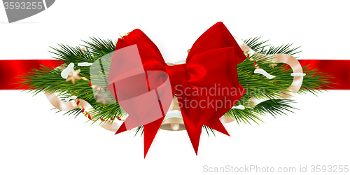 Image of Christmas ribbon decoration. EPS 10