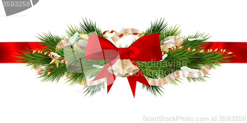 Image of Christmas ribbon decoration. EPS 10